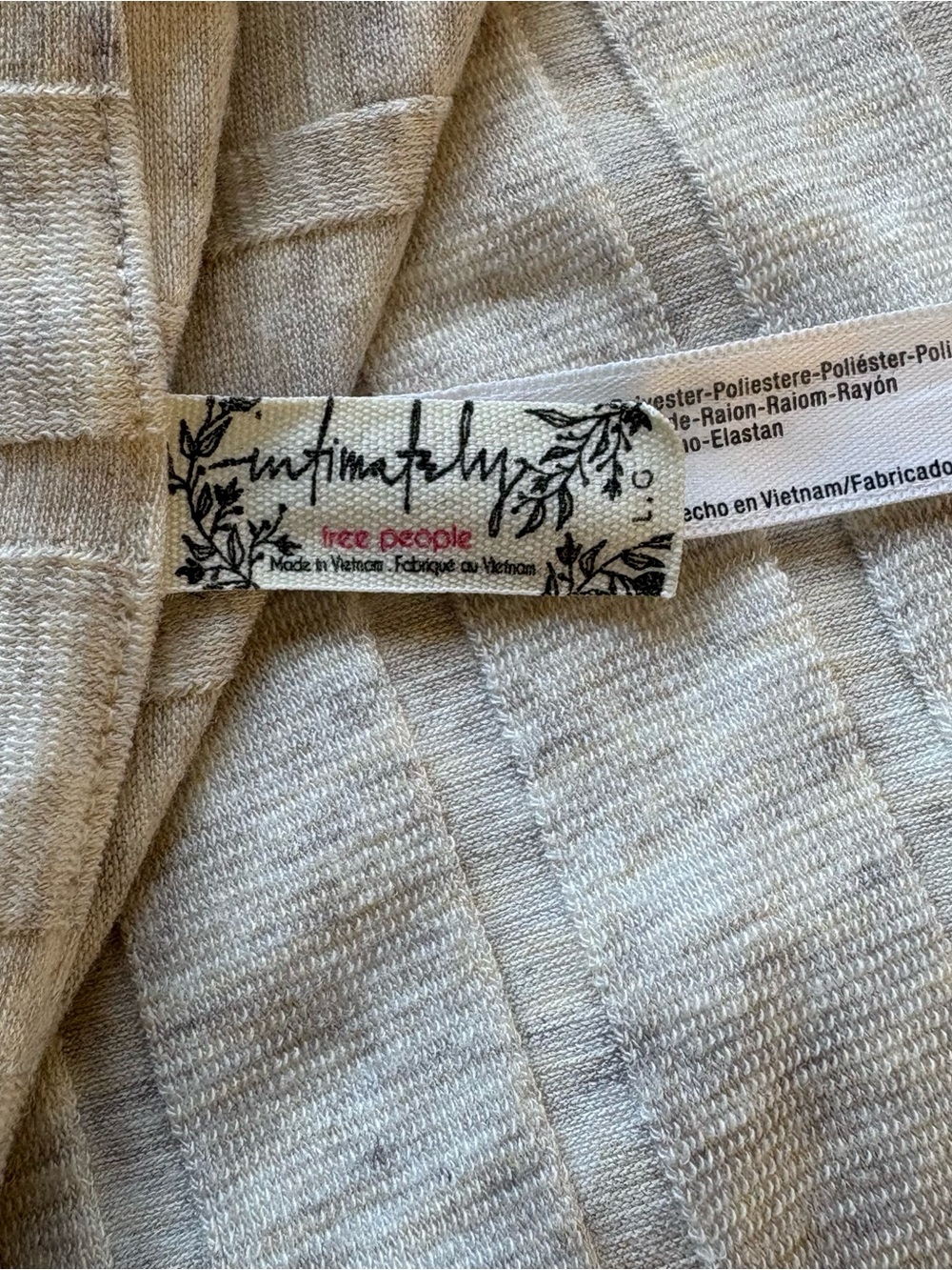 Free People Intimately Beside Me Oatmeal Beige Ribbed Square Neck Size Large - Picture 6 of 8